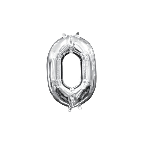 13in Air-Filled Silver Number (0-9) Balloons